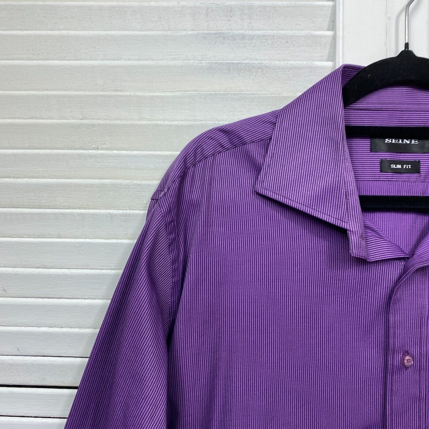 Seine Purple Shirt Mens Size 42 Slim Fit Long Sleeve