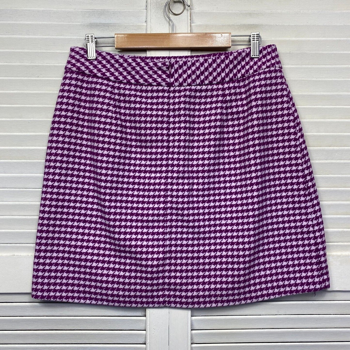 Marcs Skirt Size 14 Purple Houndstooth Check Wool Blend Lined Short Mini