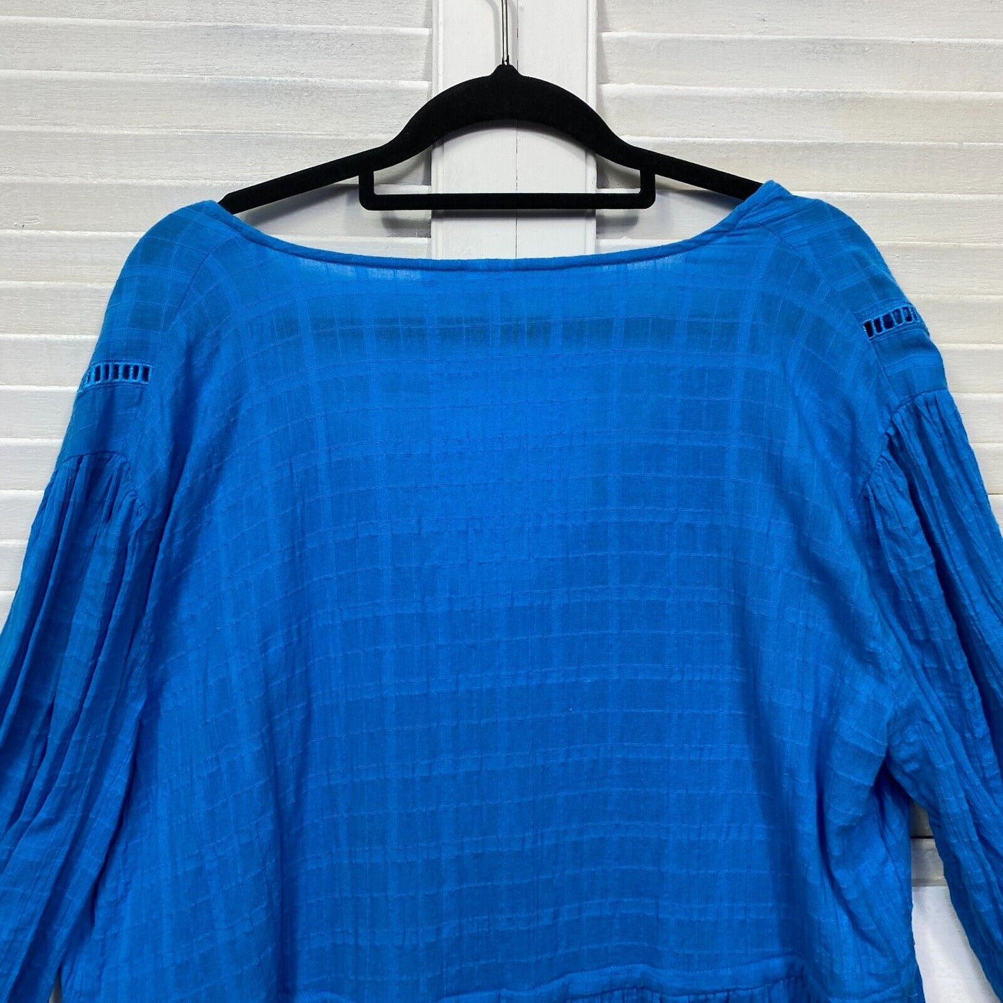 Anko Swim Cover Up Top Size 14 16 Plus Blue Long Sleeve 100% Cotton