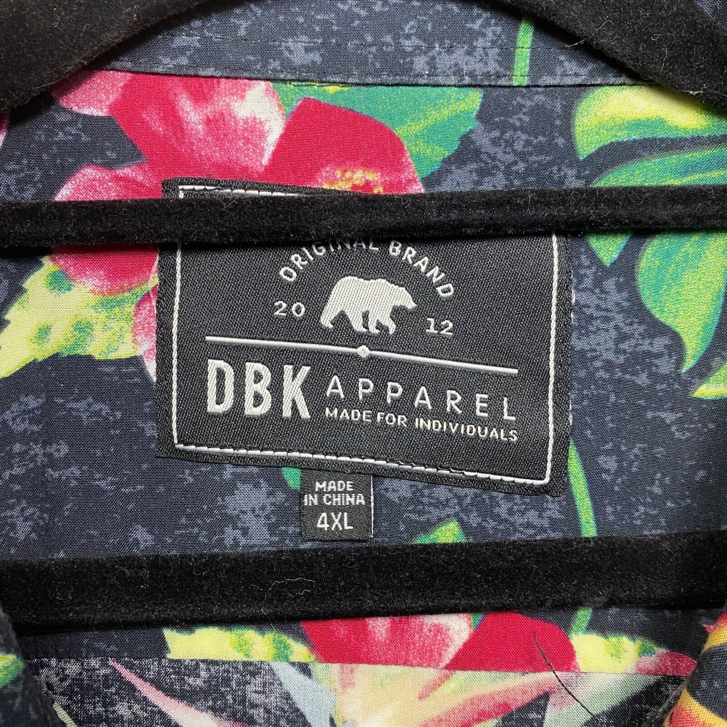 DBK Apparel Hawaiian Shirt Mens 4XL Plus Black Floral Short Sleeve Tropical