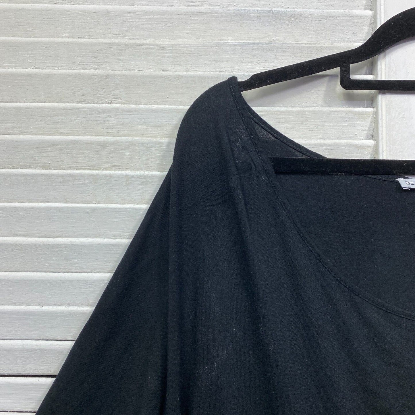 Betty Basics Top Size 16 Plus Black Long Sleeve Tunic Viscose