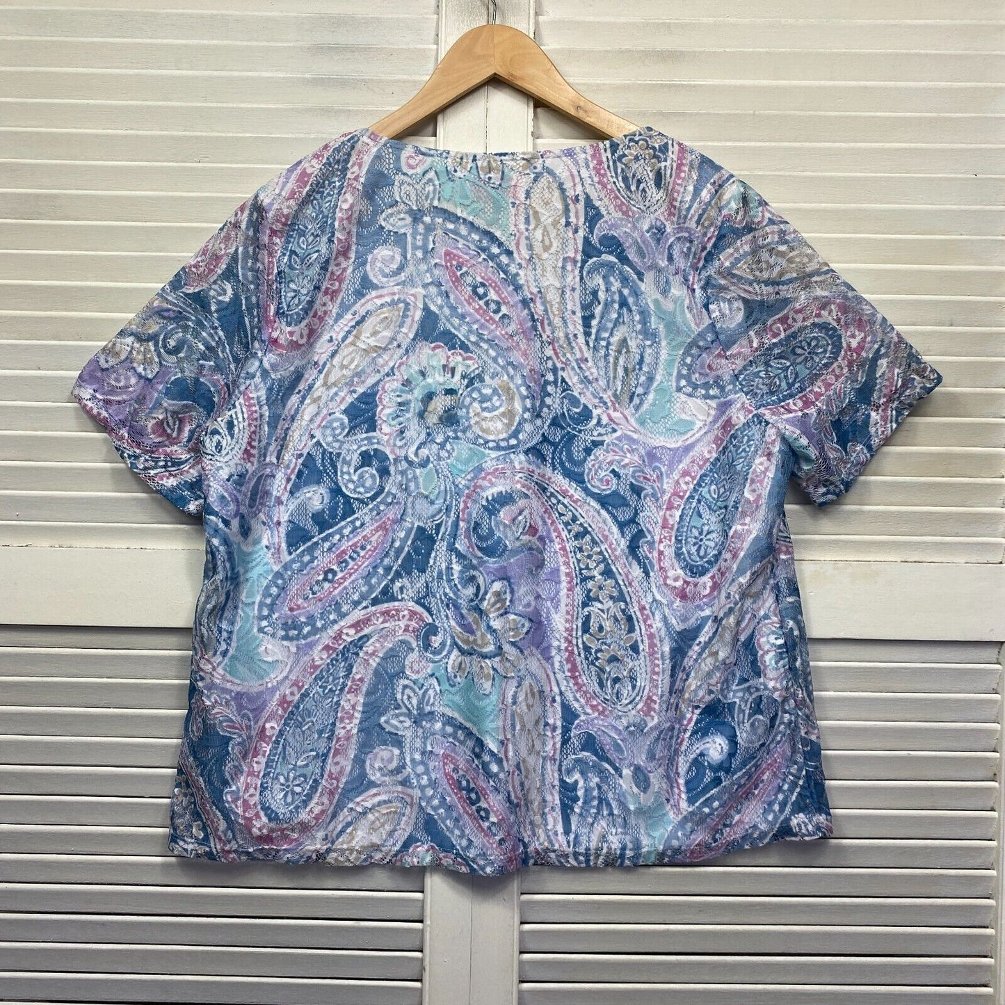 Millers Top Size 16 Plus Multicoloured Paisley Short Sleeve Pastels Blouse