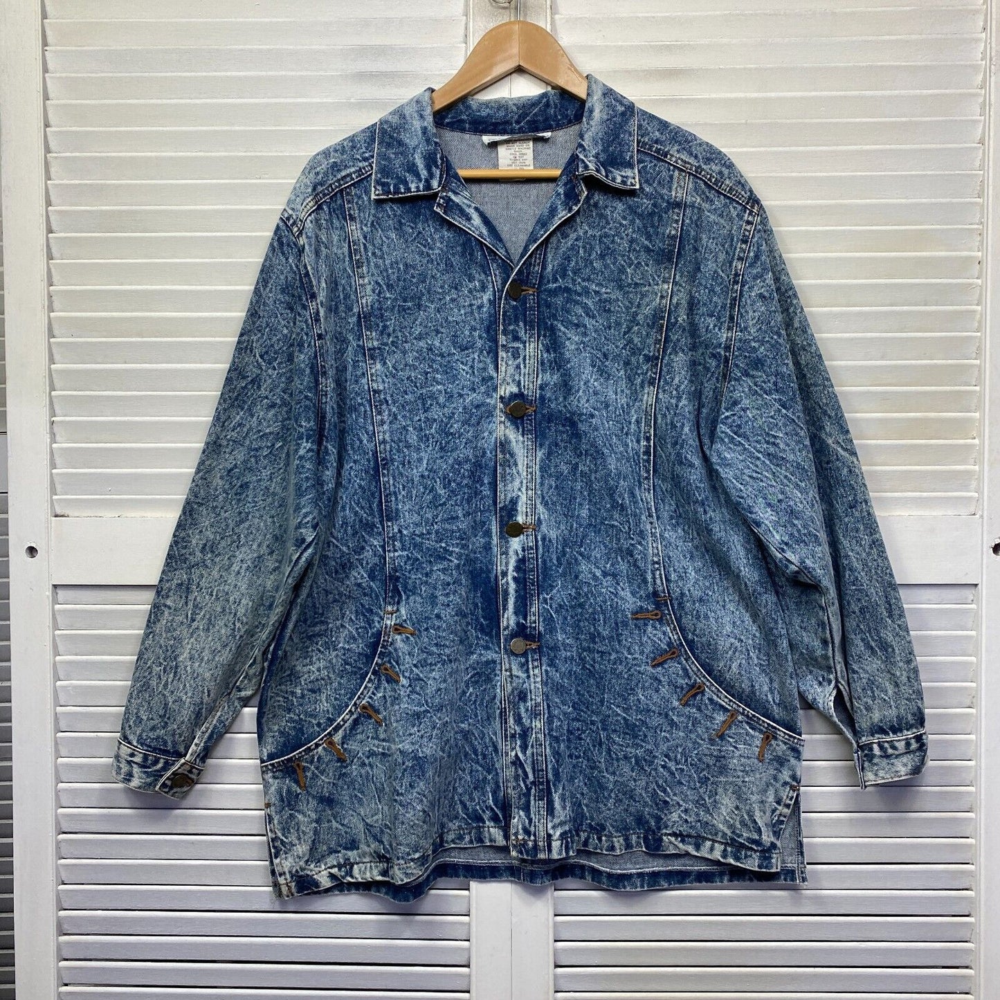 Vintage Denim Jacket Size 16 18 Plus Acid Wash 80s Retro Supersizes