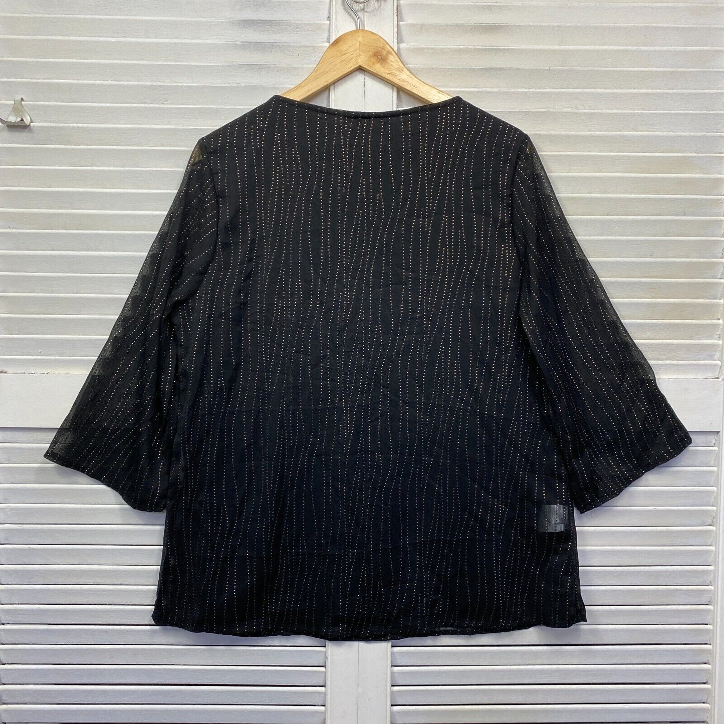 Millers Top Size 14 Black Gold Embellishments Sheer Sleeve Evening Cocktail