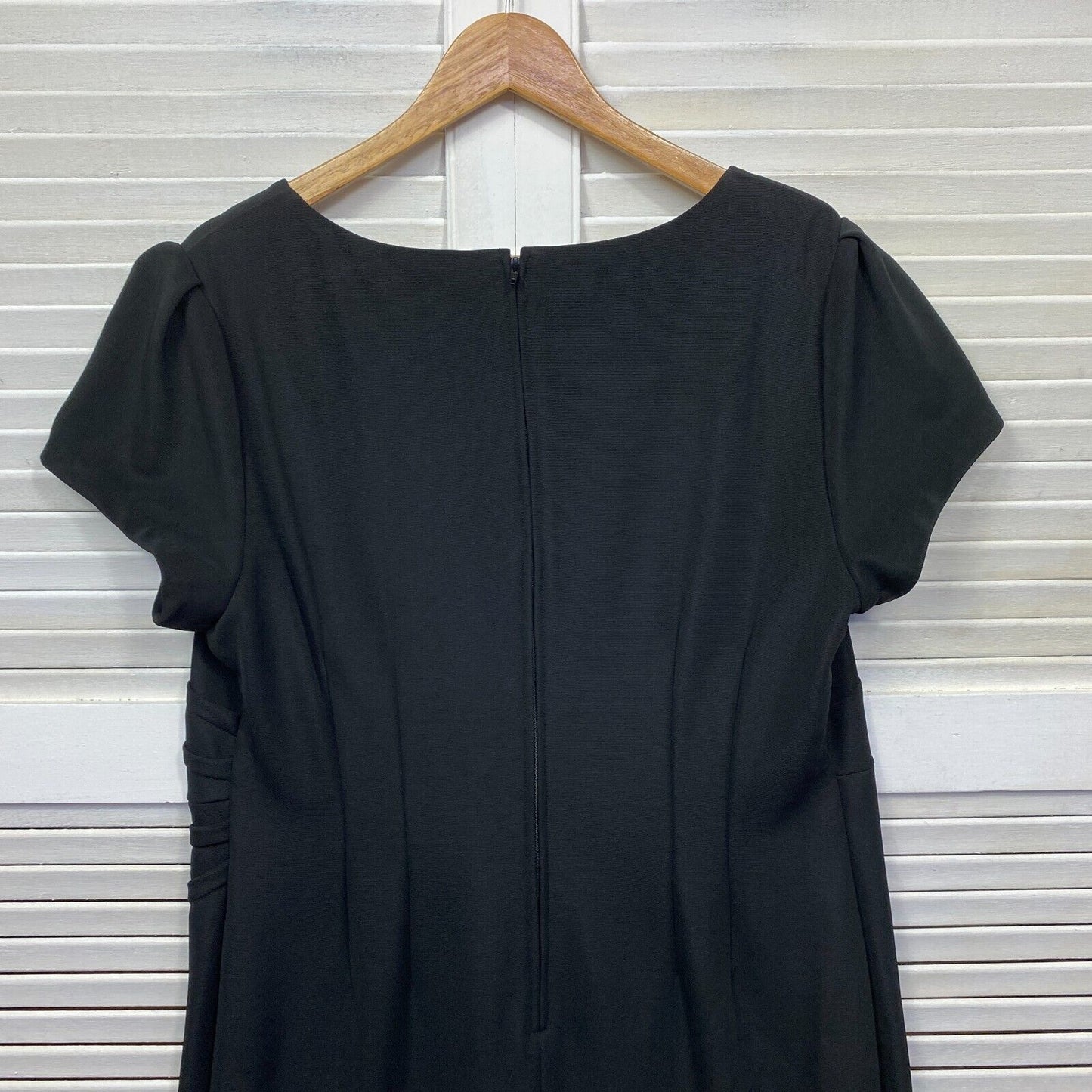 Autograph Dress Size 14 Plus Black Short Sleeve Pencil Knee Length