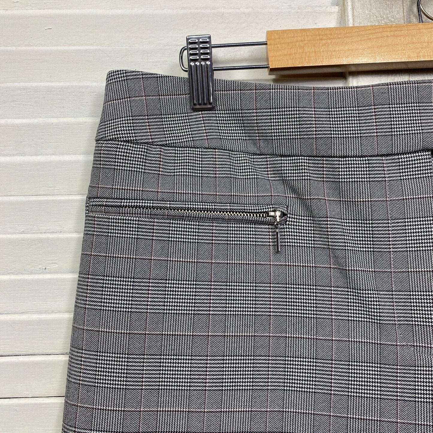 Portmans Pants Size 16 Grey Check Zip Fly Office Work Corporate