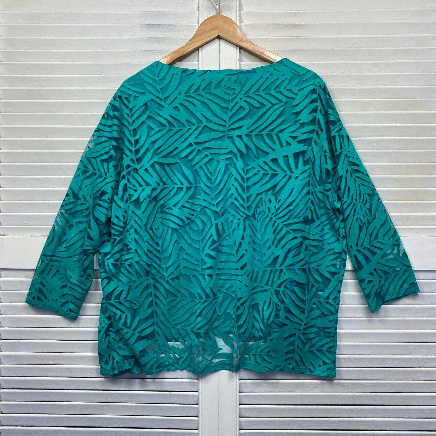 W Lane Top Jacket Size Large Green Open Long Sleeve Sheer Overlay Lined