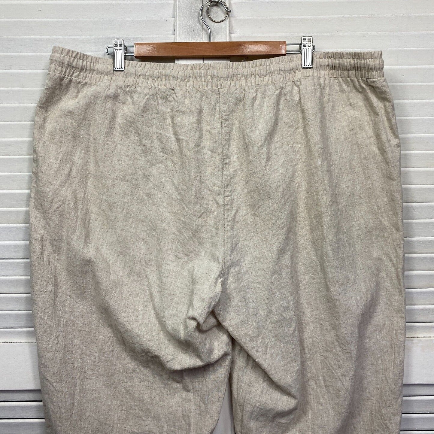 Suzanne Grae Pants 20 Plus Size Beige Pockets Linen Blend 7/8 Length Preloved