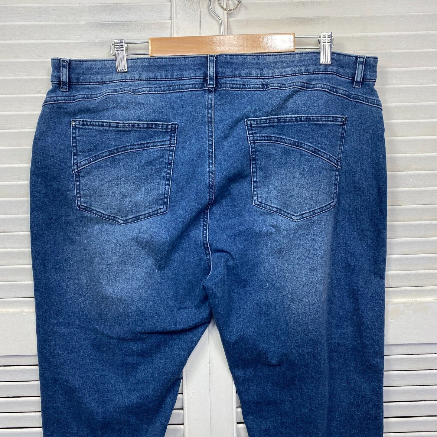 Rockmans Denim Pants Jeans SIze 20 Plus 7/8 Length Elastic Waist Pockets Pull On