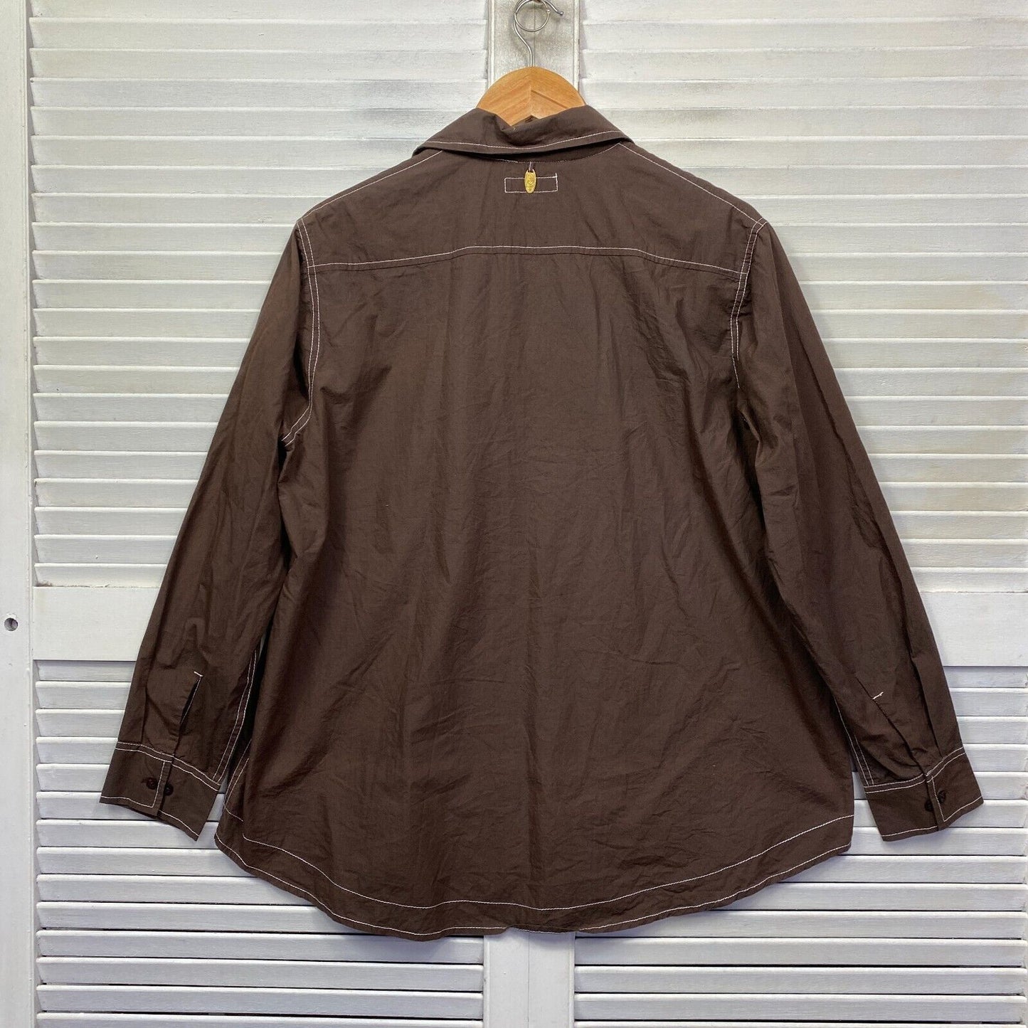 Ruby Yaya Top Size Large 14 16 Brown Button Up Long Sleeve Collared Cotton