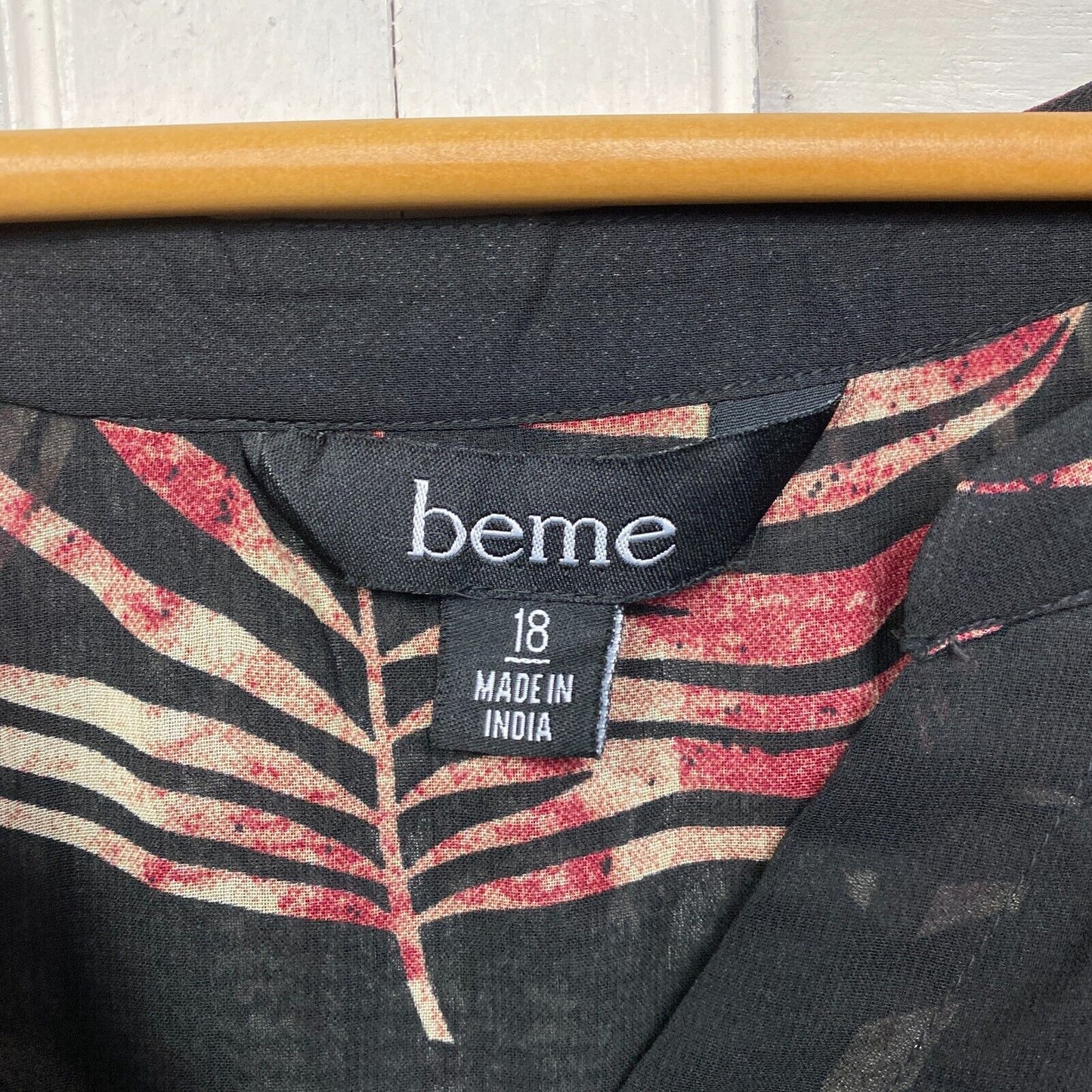 Beme Top or Dress Overlay Size 18 Black Floral Sheer Roll Tab Sleeve