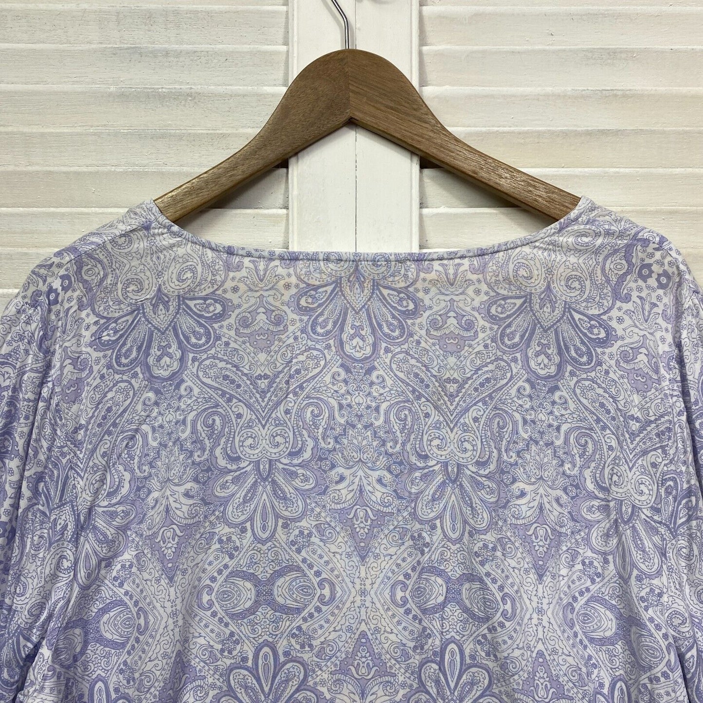 Rockmans Top Size 18 Purple Mauve Bell Sleeve Paisley Print V Neck Viscose