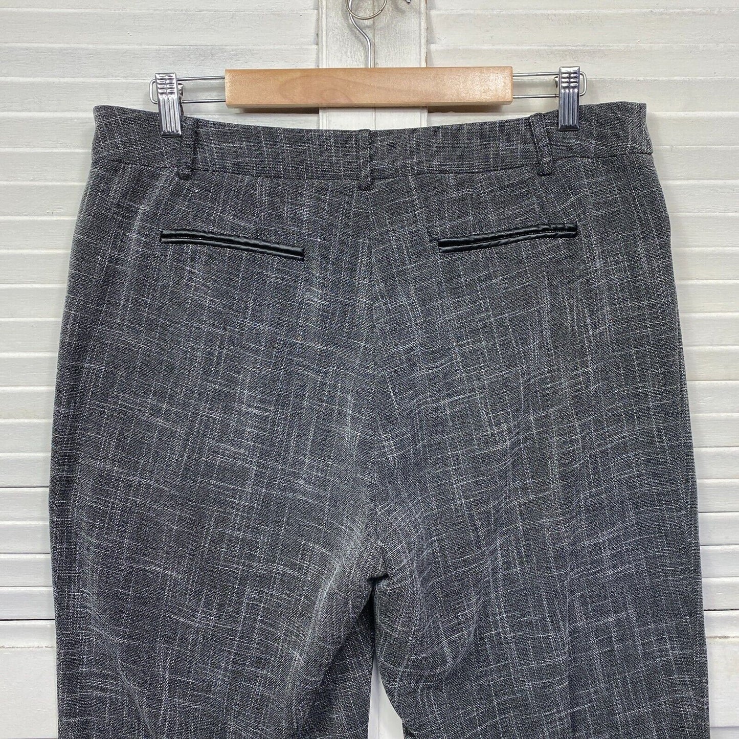 Suzanne Grae Pants Size 14 Grey Check Office Pockets Full Length