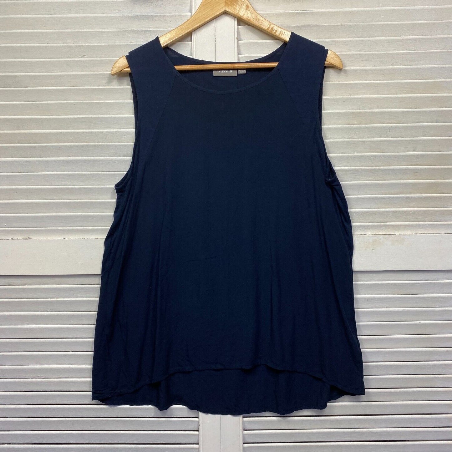 Sussan Top Size XL Plus Blue Navy Sleeveless Viscose