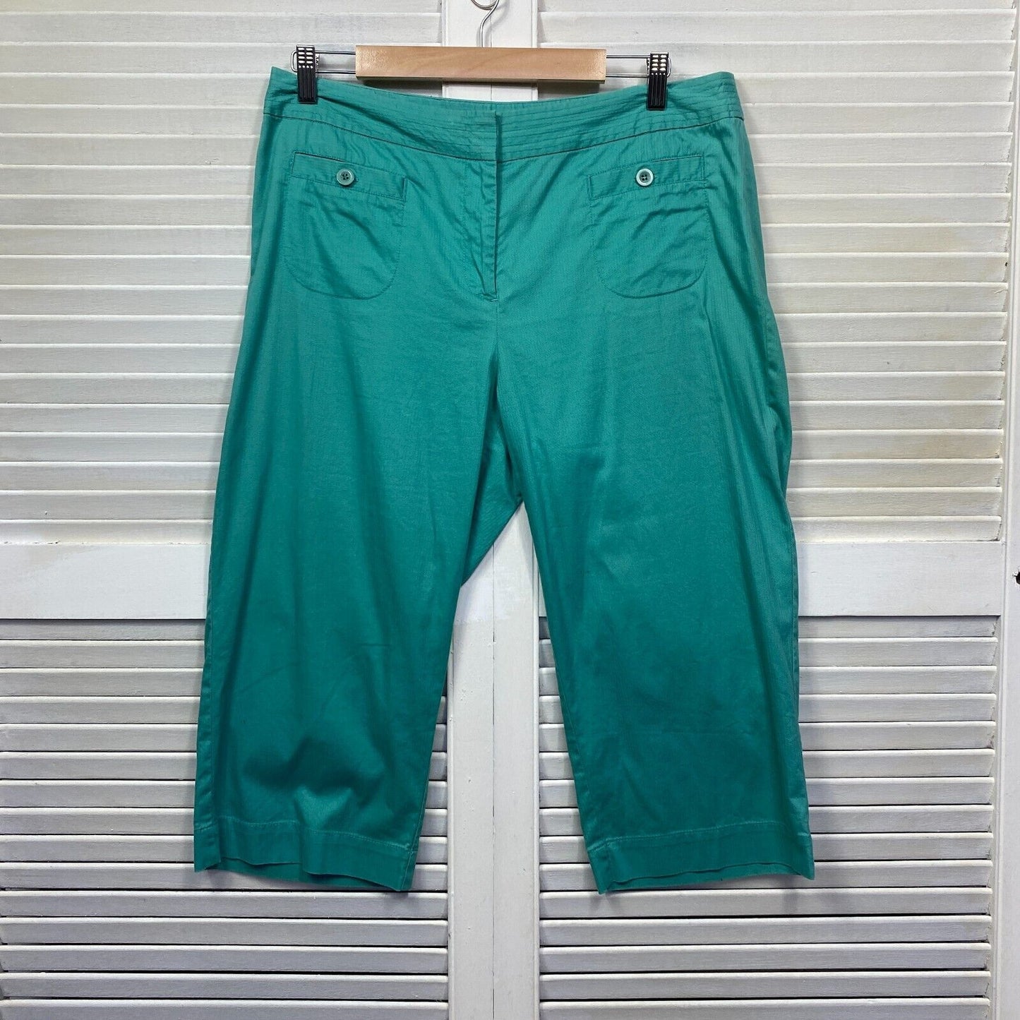 Wombat Pant Size 14 Green Cropped Zip Fly Cotton Blend