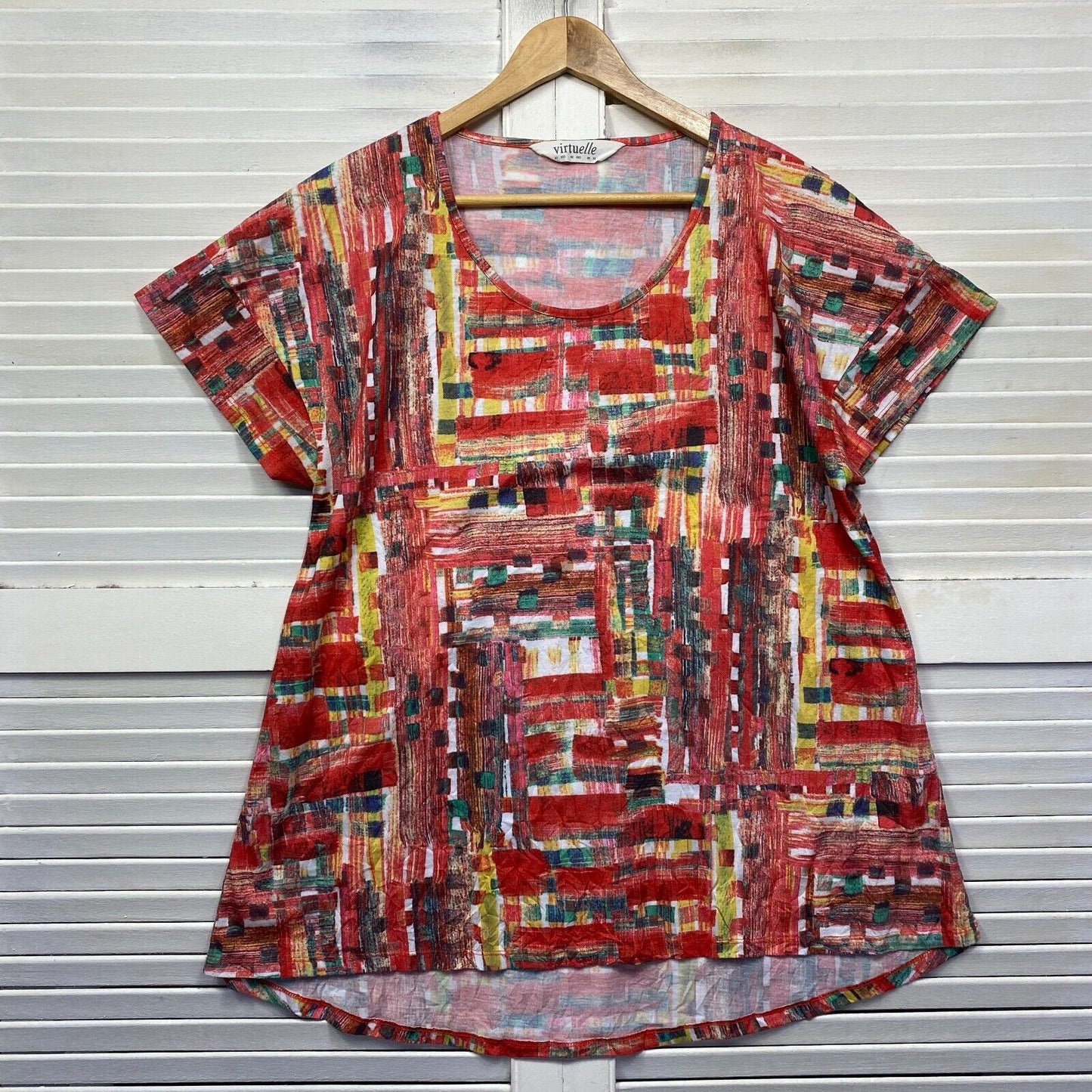 Virtuelle Top Size 14 Plus XXS Multicoloured Tunic Short Sleeve