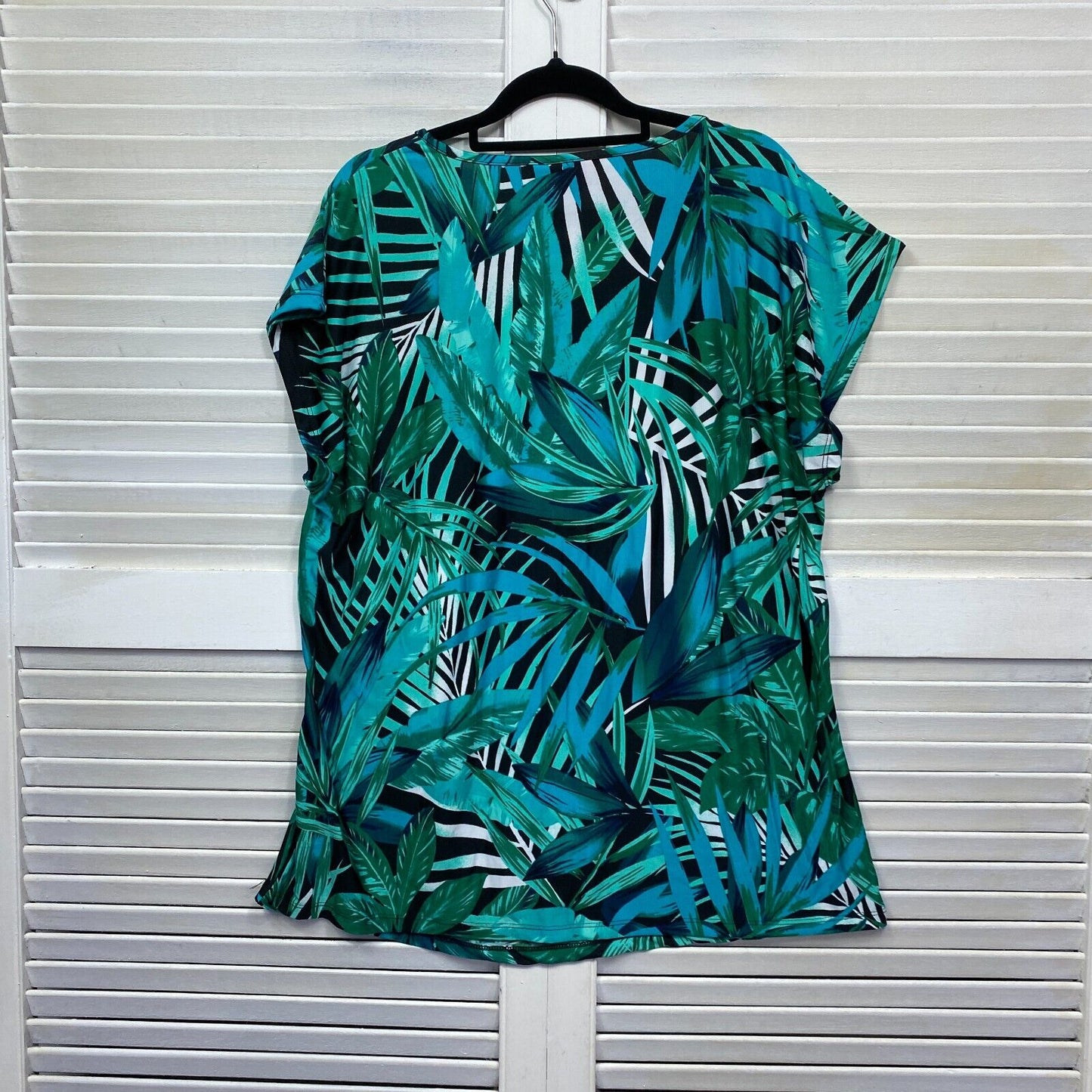 Millers Top Size 16 Plus Green Floral Leaf Short Sleeve New