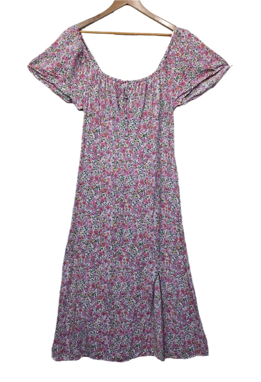 Anko Maxi Dress Size 16 Short Sleeve Multicoloured Floral Long Viscose