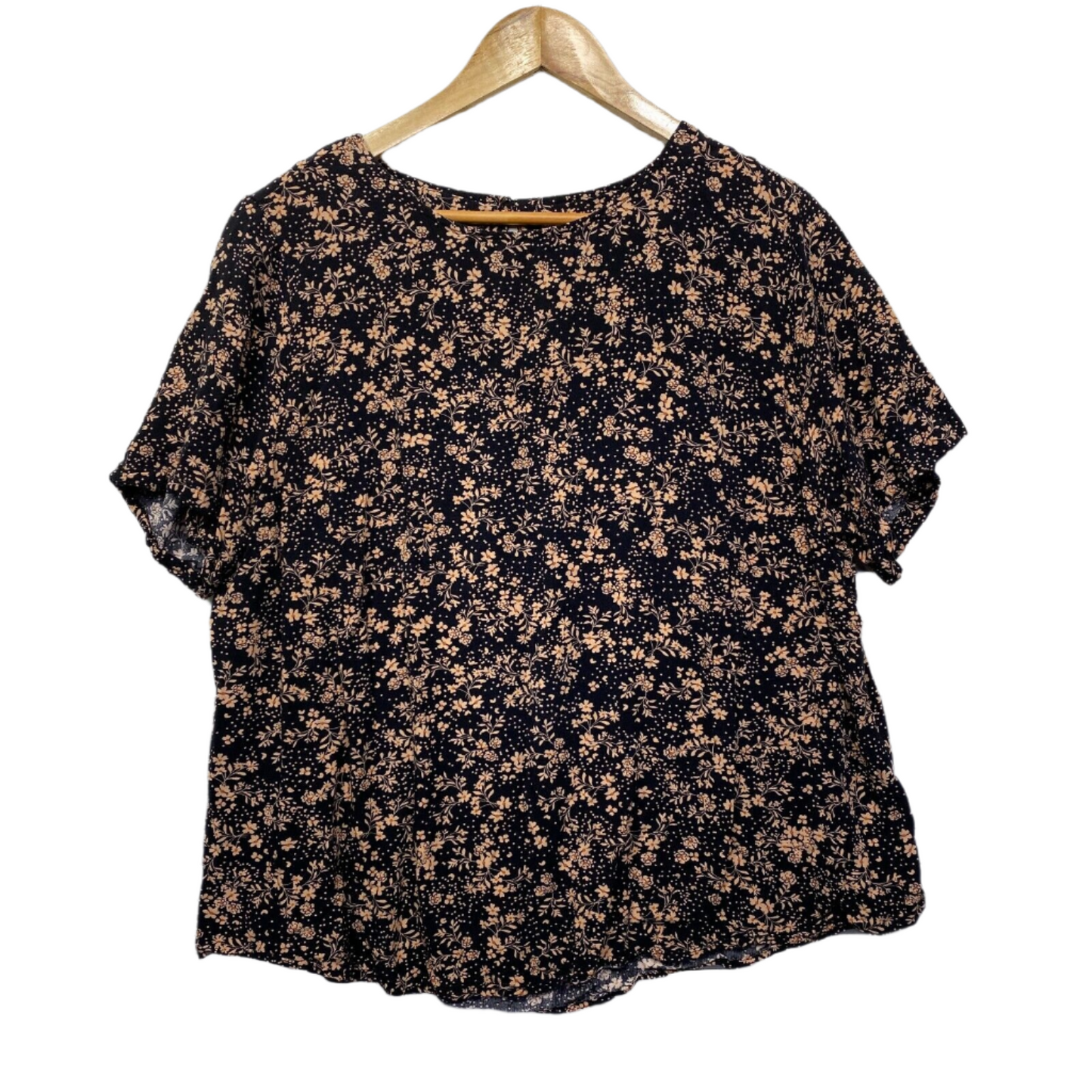 Target Top Size 20 Plus Black Floral Short Sleeve Viscose