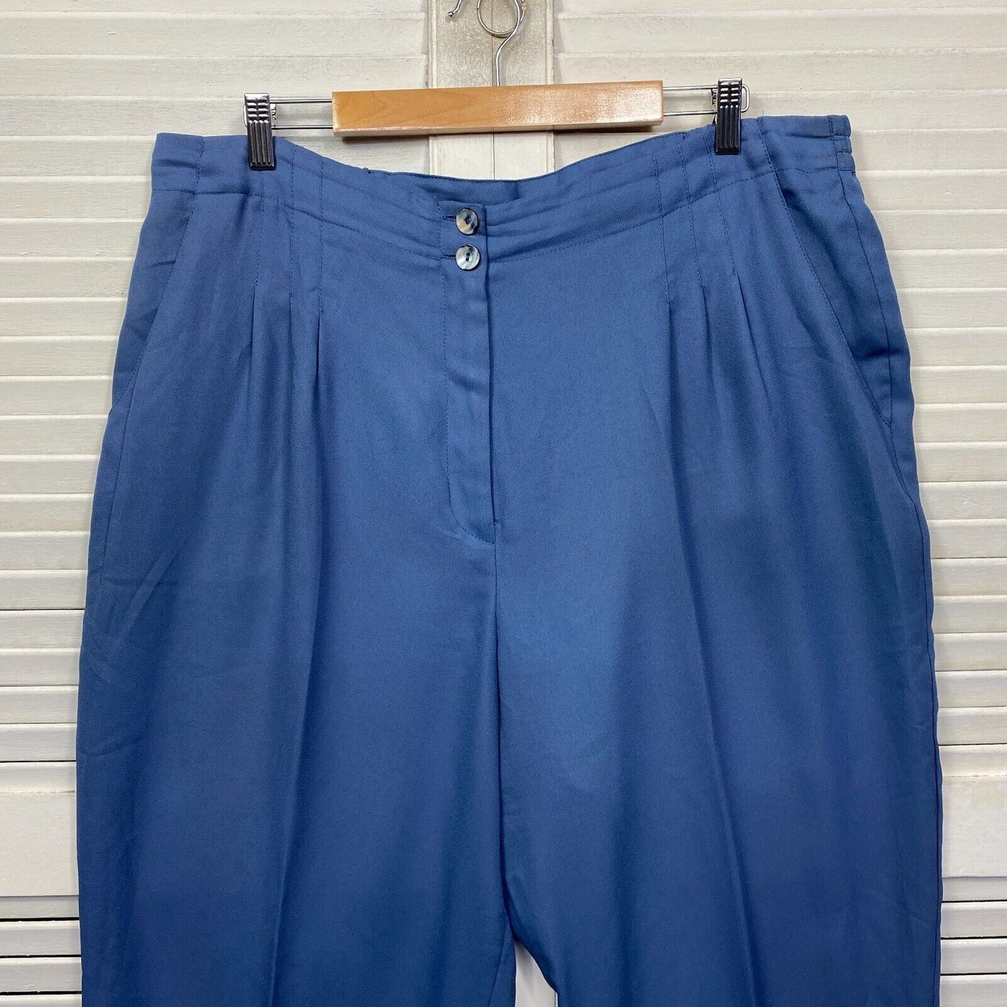 Vintage Pants Size 16 18 20 Blue Pleated Pockets Made in Australia