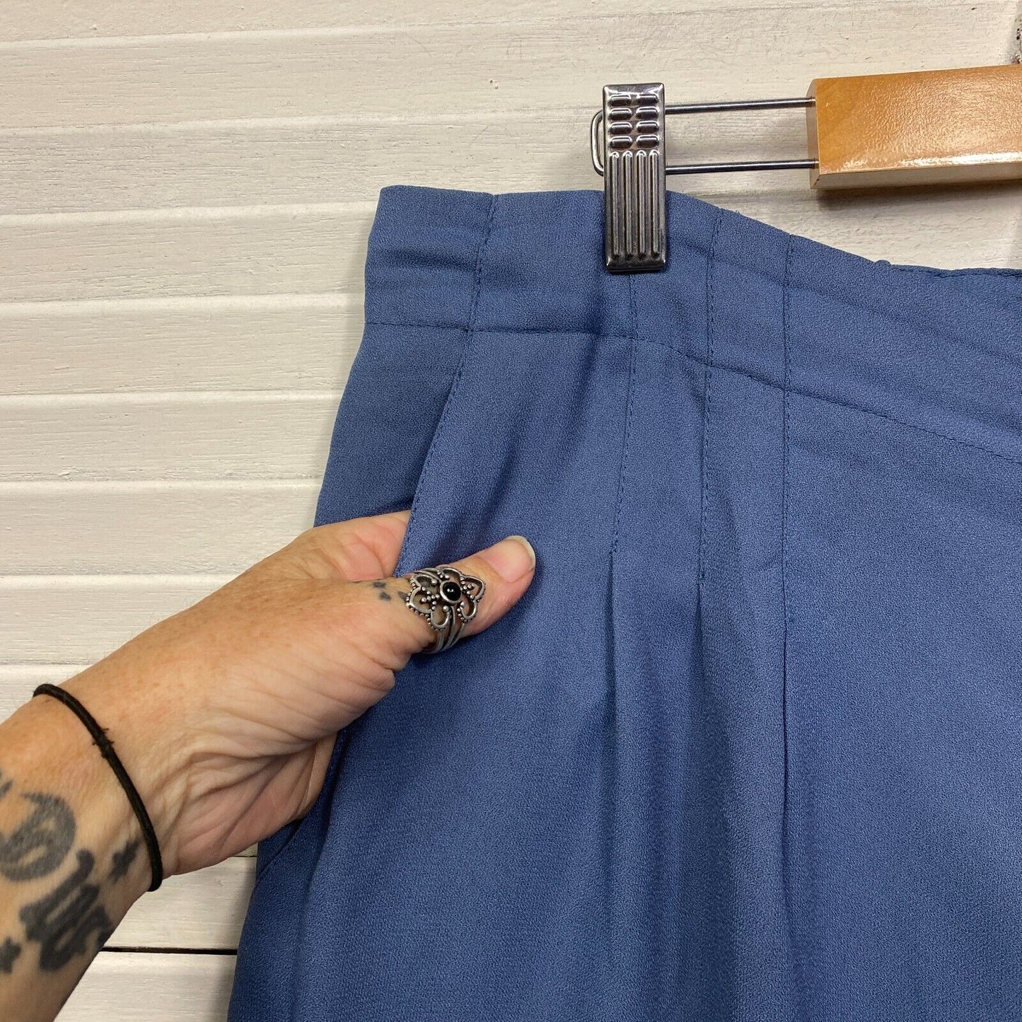 Vintage Pants Size 16 18 20 Blue Pleated Pockets Made in Australia