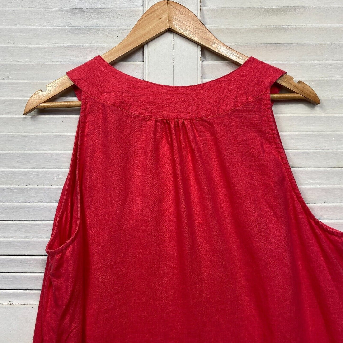 Target Linen Dress Size 16 Plus Red Sleeveless Pockets