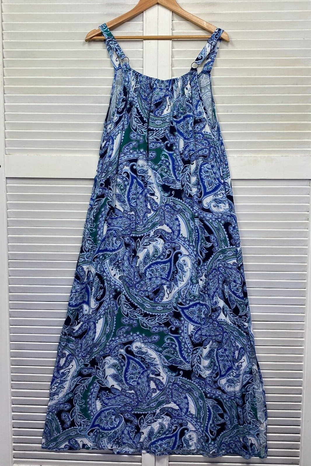 Autograph Maxi Dress Size 14 Plus Blue Paisley Print Pockets Full Length New