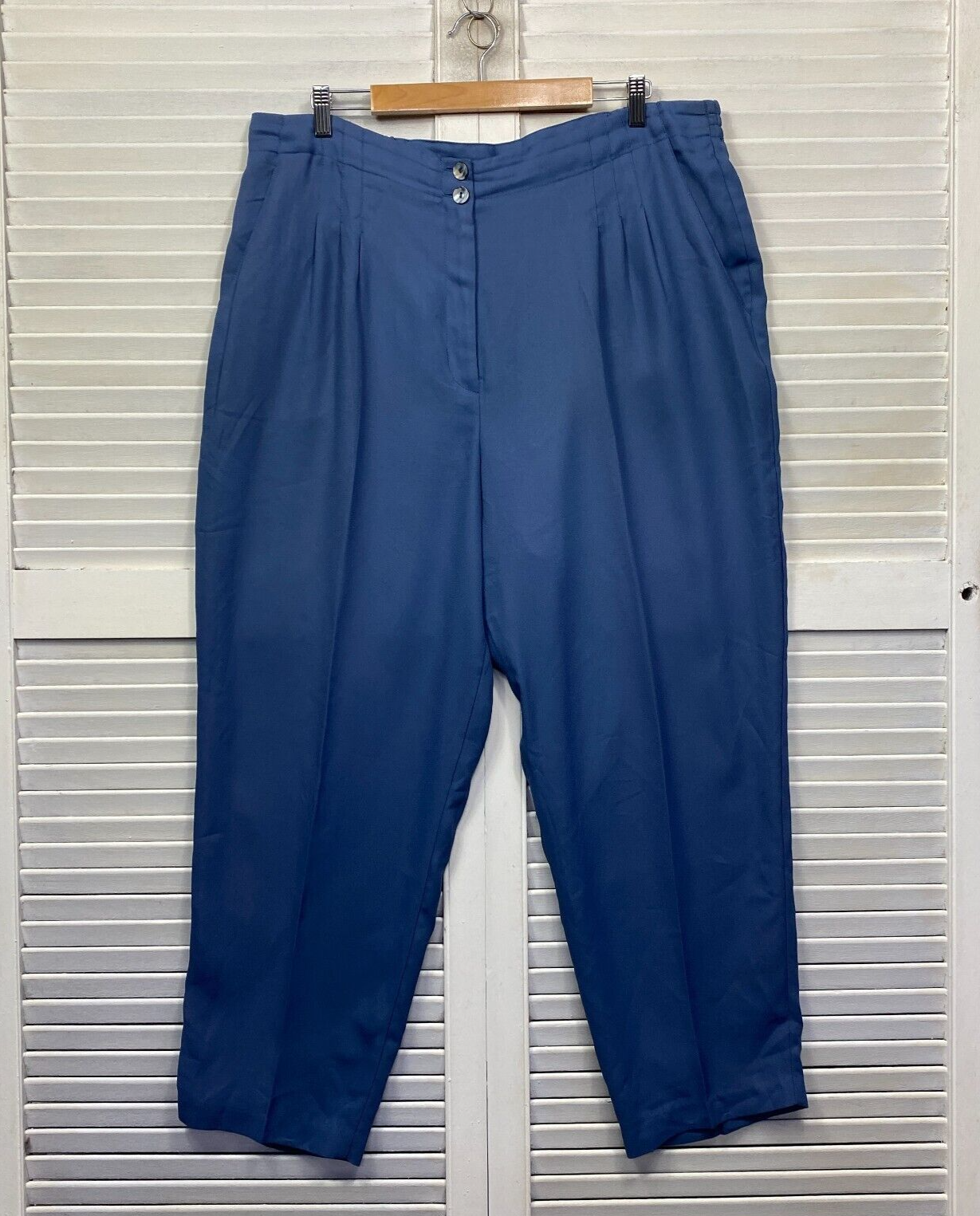 Vintage Pants Size 16 18 20 Blue Pleated Pockets Made in Australia