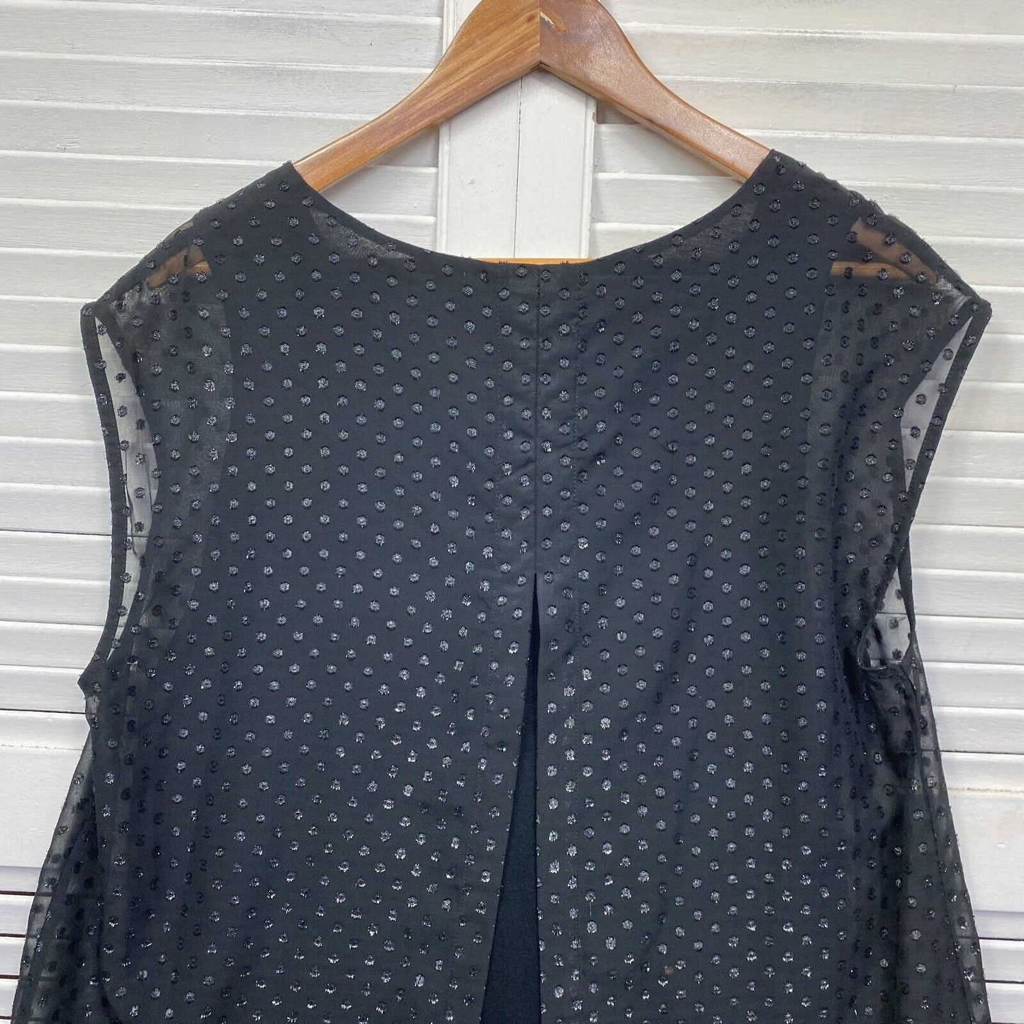 Virtuelle Top Shirt  Size 14 Plus Sleeveless Black Sheer Overlay Cocktail Work Preloved