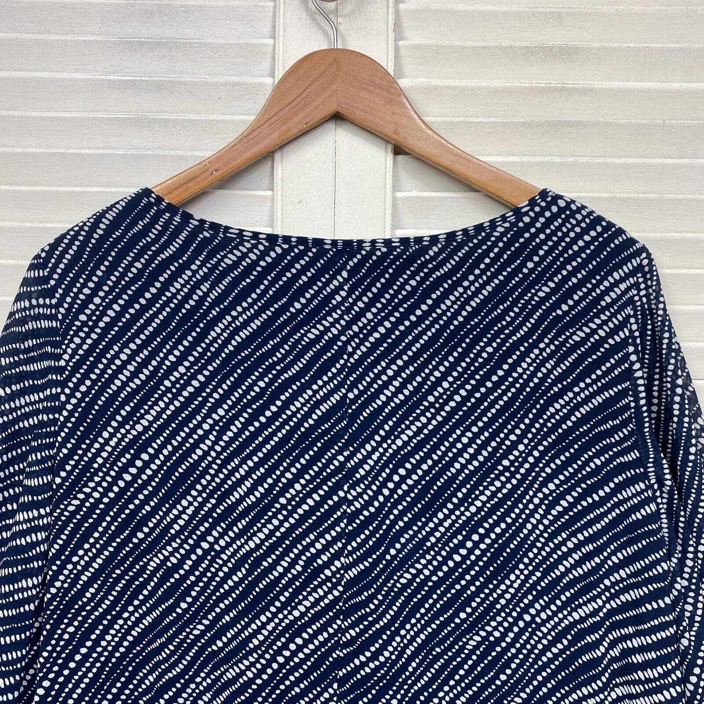 Belle Curve Top 20 Plus Blue White Long Sleeve Lined Preloved