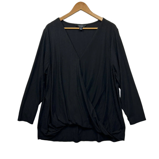 Beme Top Size 18 Medium Plus Black Long Sleeve V Neck