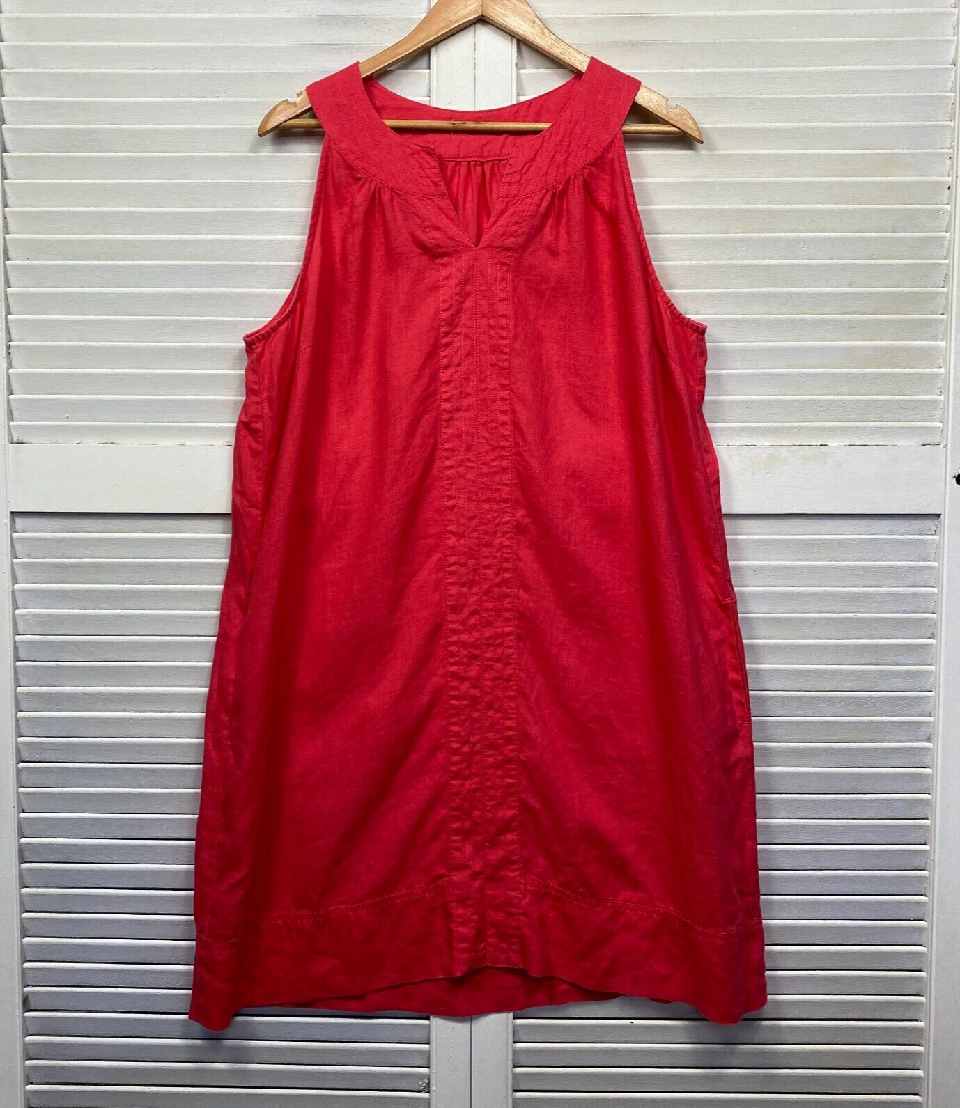 Target Linen Dress Size 16 Plus Red Sleeveless Pockets