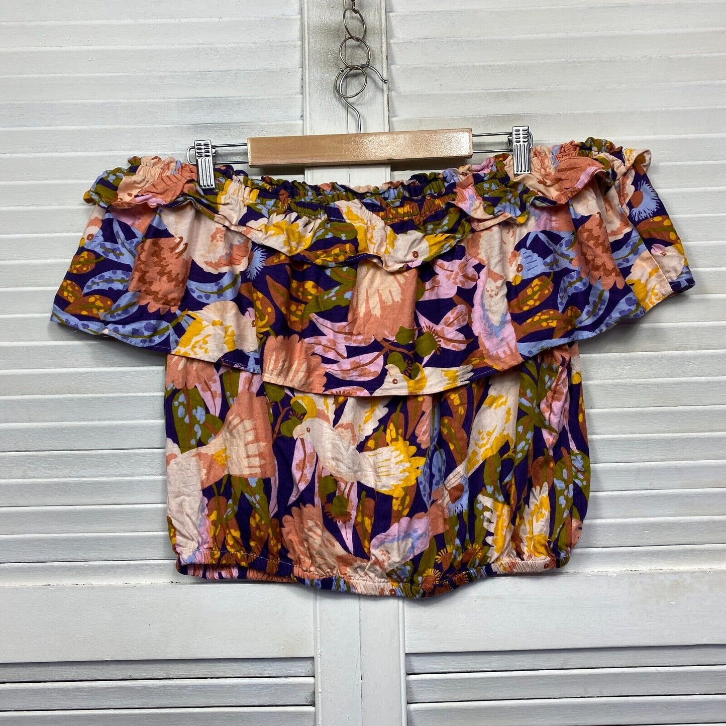 Best & Less x Ellie Whittaker Crop Top Size 16 Floral Off the Shoulder