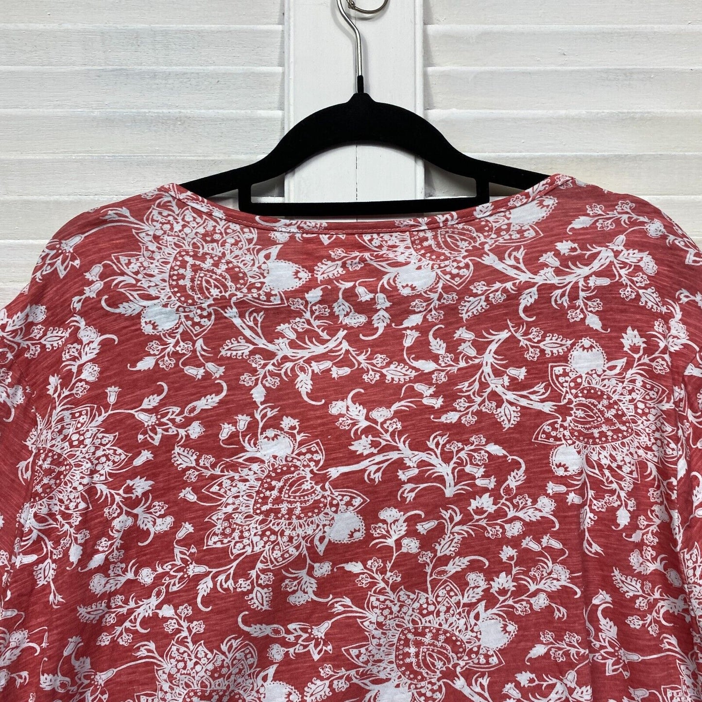 Millers Top Size 22 Plus Red White Floral Lace Crochet Trim 100% Cotton