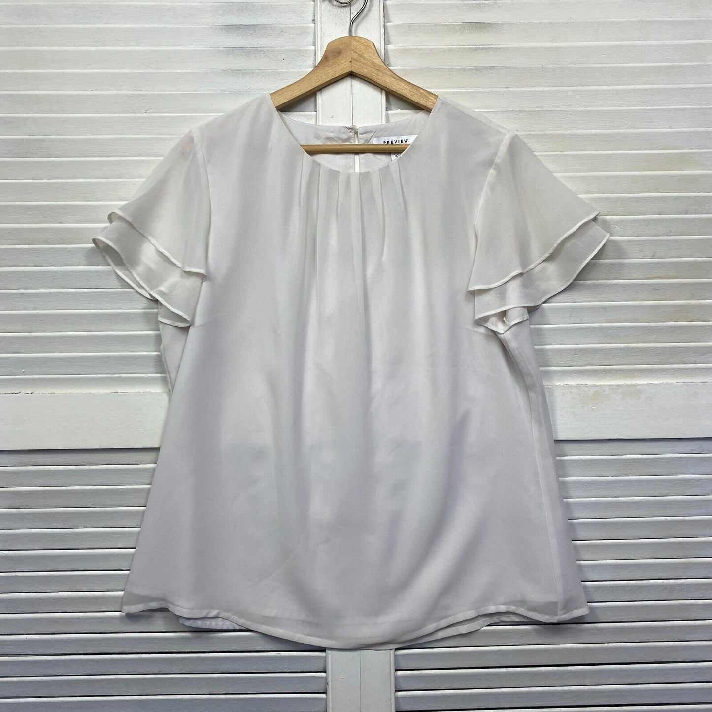 Preview Size 16 Short Sleeve Cream Office Short Sleeve