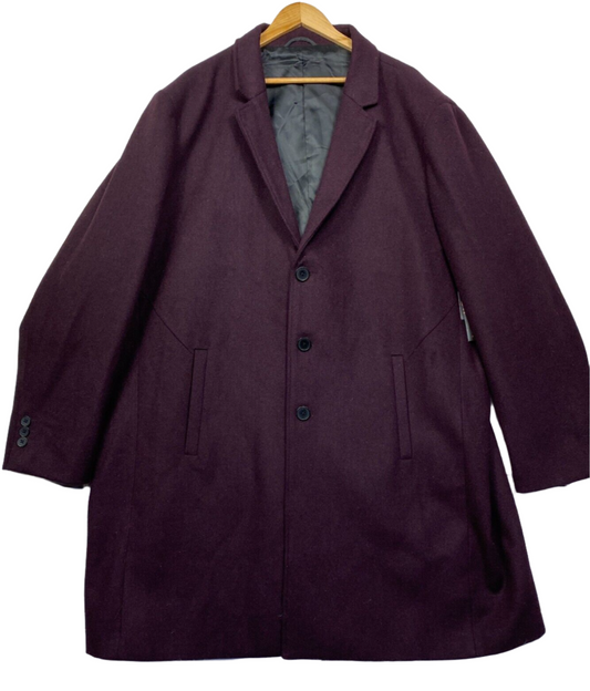 Johnny Bigg Coat Mens 7XL Plus Burgundy Wool Blend Overcoat Big & Tall New