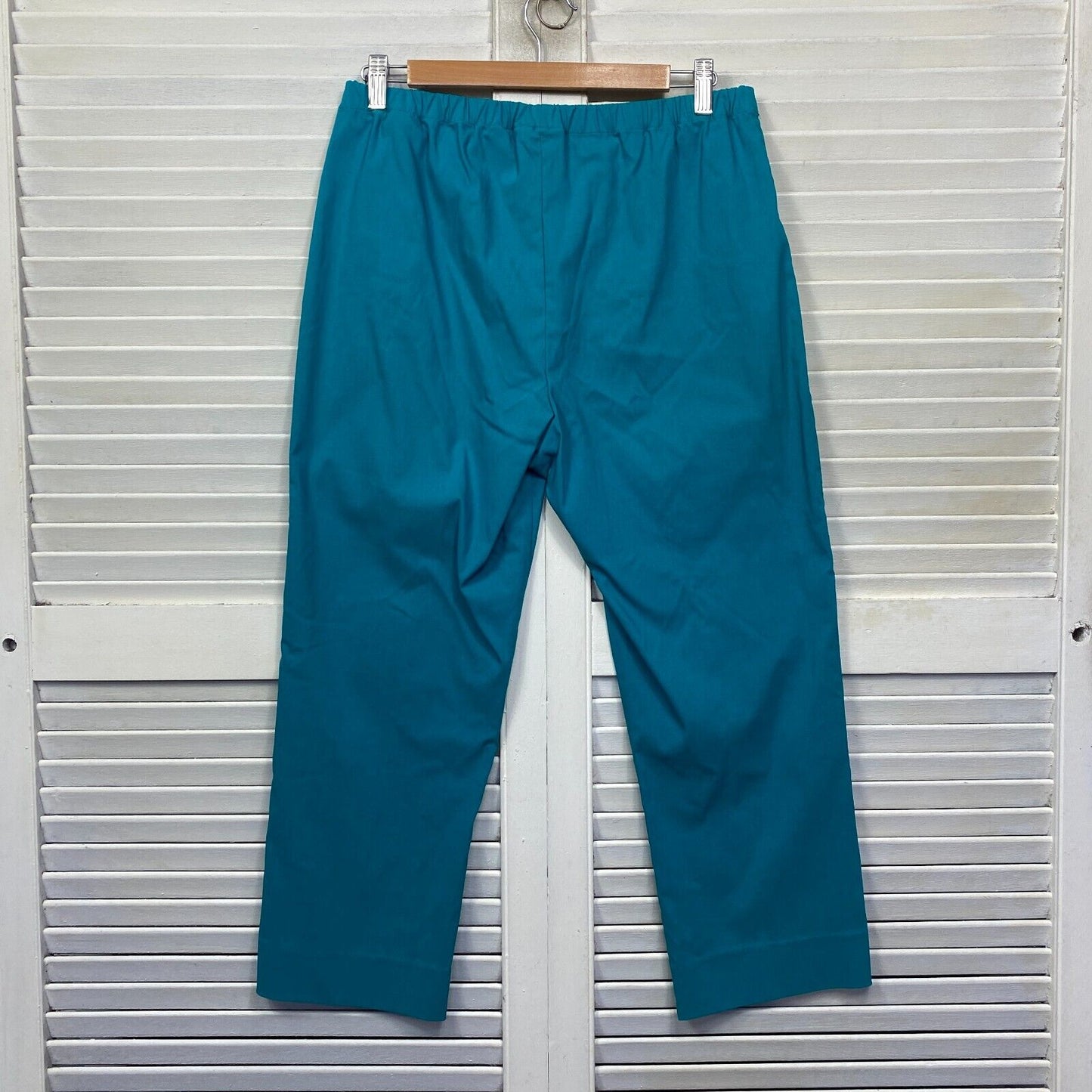 Blue Illusion Pants Size Large 14 Blue Teal Elastic Waist Viscose