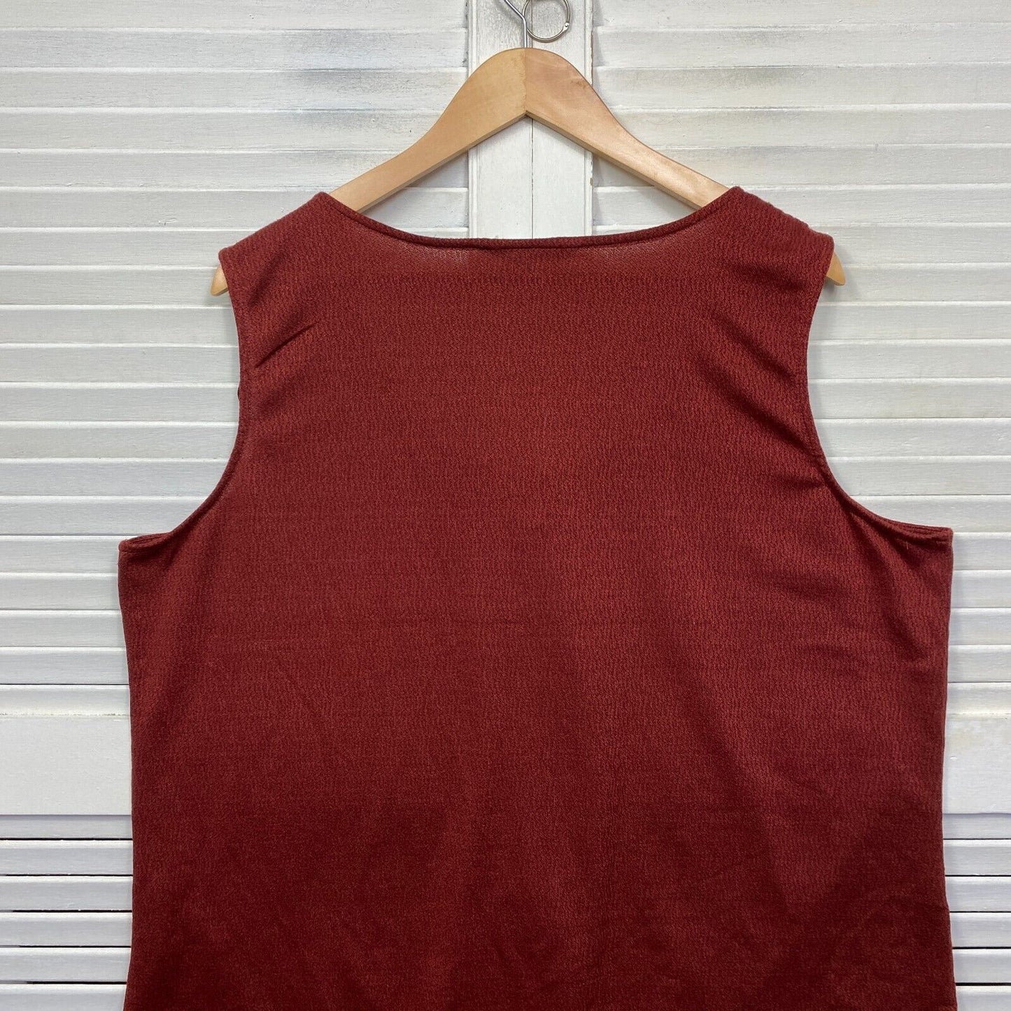 Rockmans Tank Top Size 2XL 18 Plus Rust Sleeveless Button Up Front Waist Tie