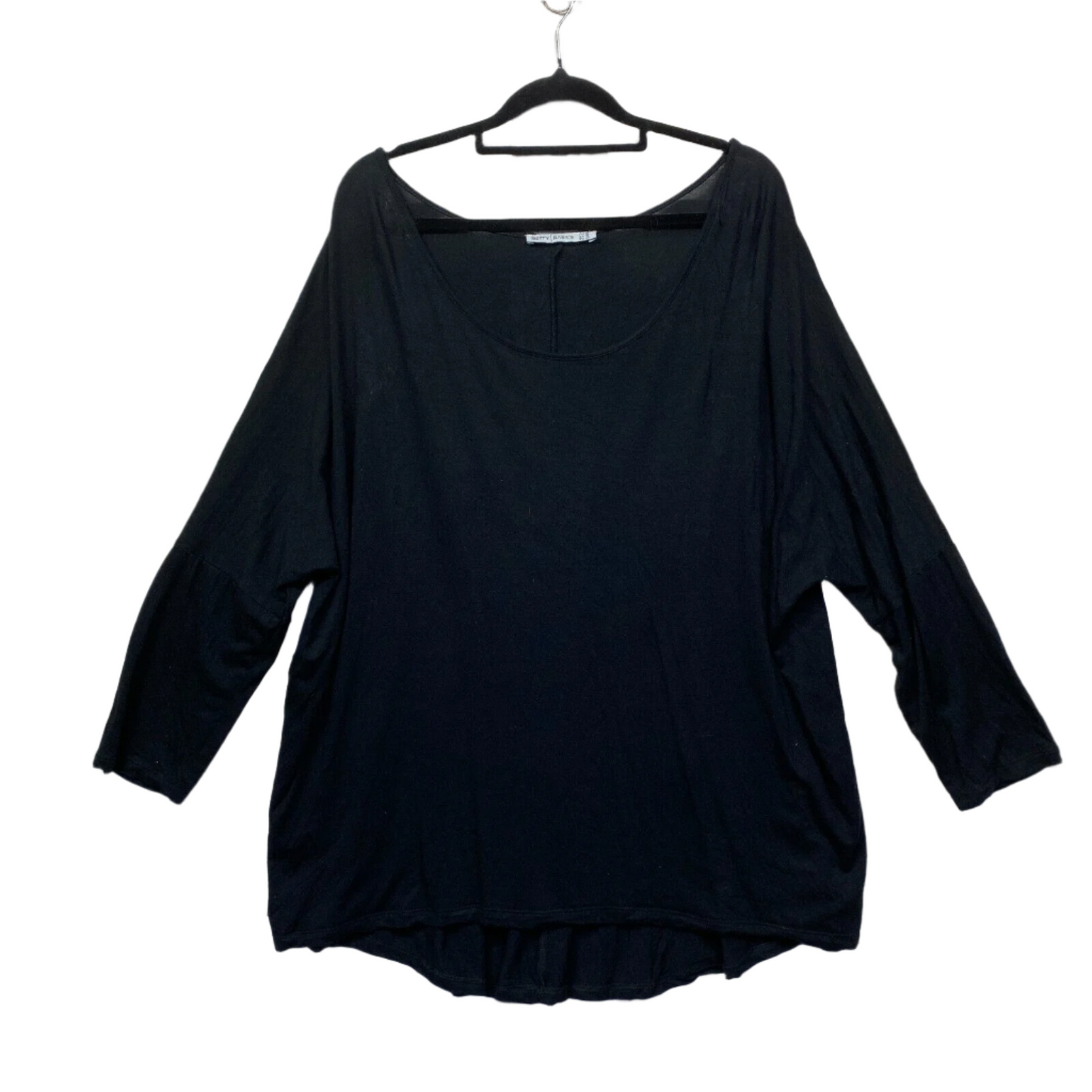 Betty Basics Top Size 16 Plus Black Long Sleeve Tunic Viscose