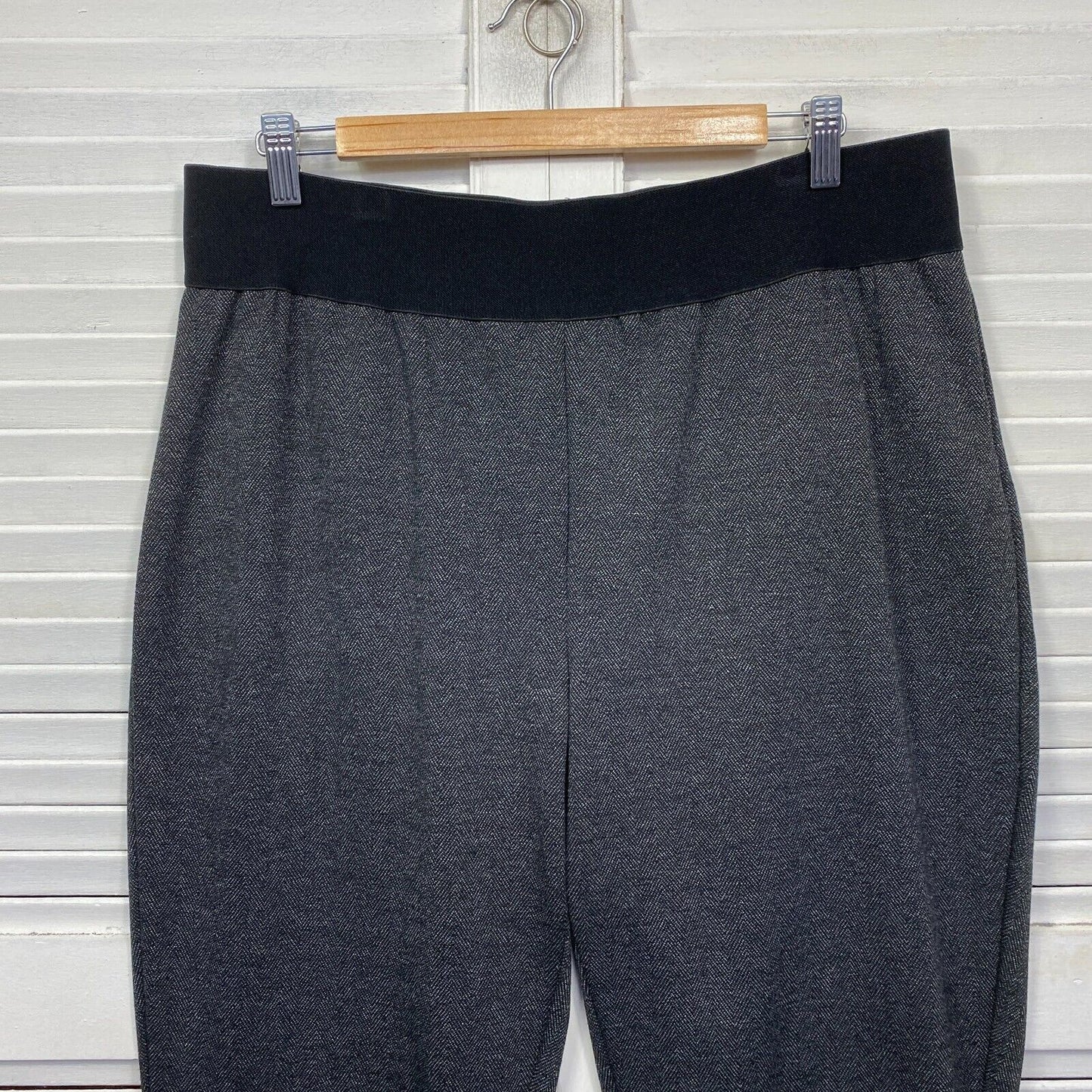 beme Pants Size 18 Plus Grey Straight Leg Pull On Viscose Blend Elastic Waist