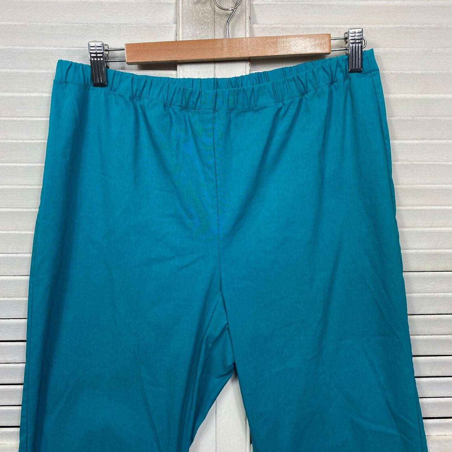 Blue Illusion Pants Size Large 14 Blue Teal Elastic Waist Viscose