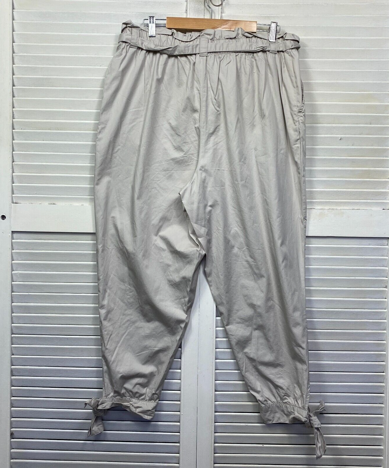 Target Pants Size 16 Beige Ankle Tie Baggy Pockets Belt Viscose