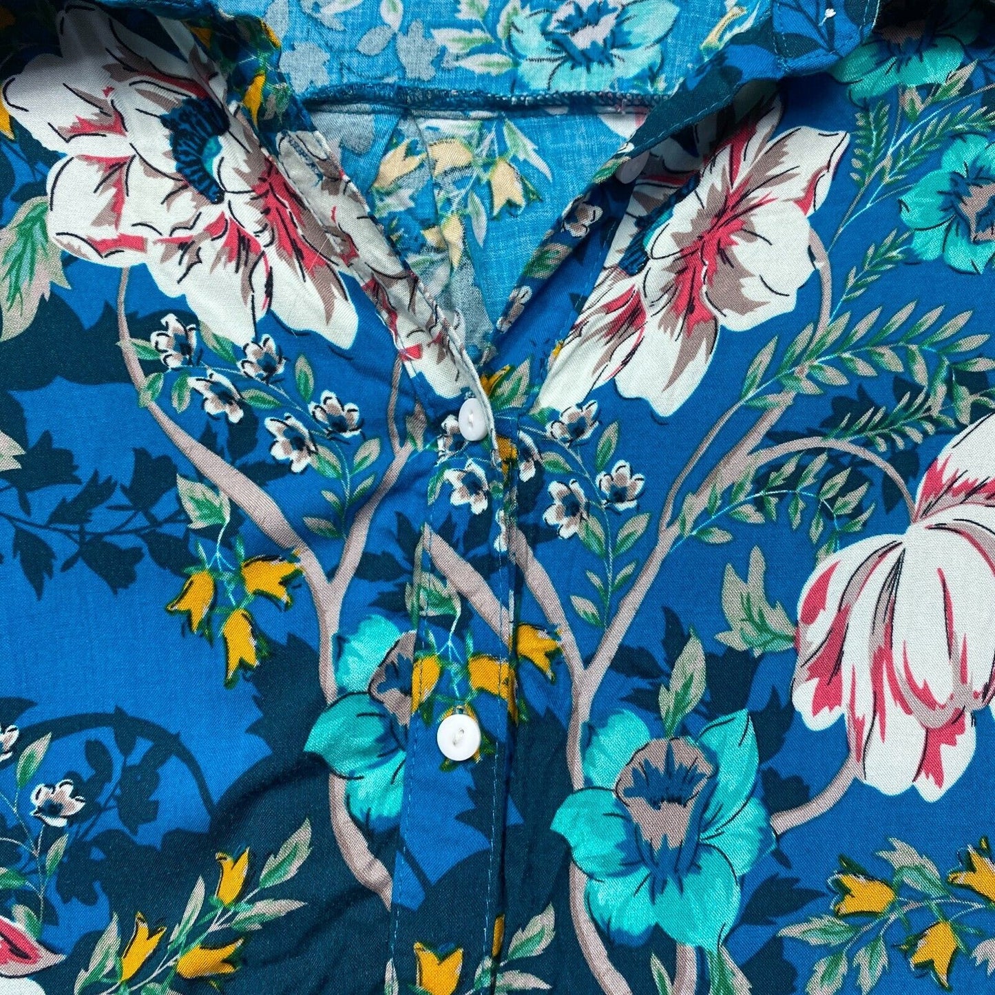 Millers Top Size 16 Plus Blue Floral Button Up Long Sleeve