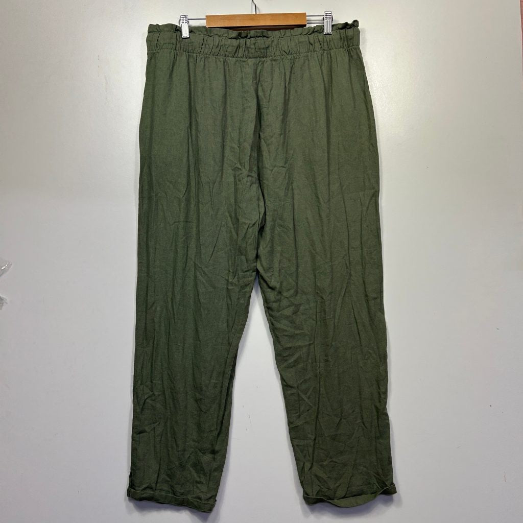 Anko Linen Blend Olive Pants - Size 18
