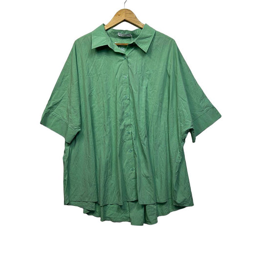 PQ Curve Collection Green Cotton Shirt - One Size 18/20/22