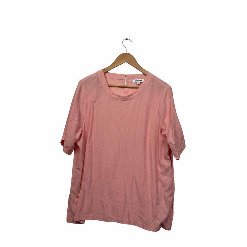 Preview blush pink short sleeve top with white background