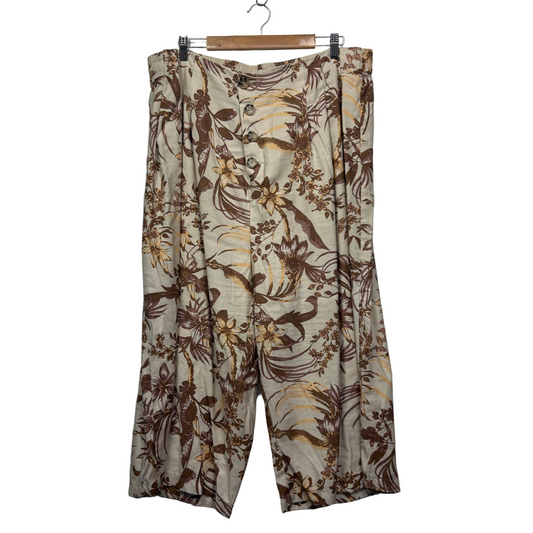 Anko Curve Wide Leg Floral Print Viscose Cropped Pants Size 26