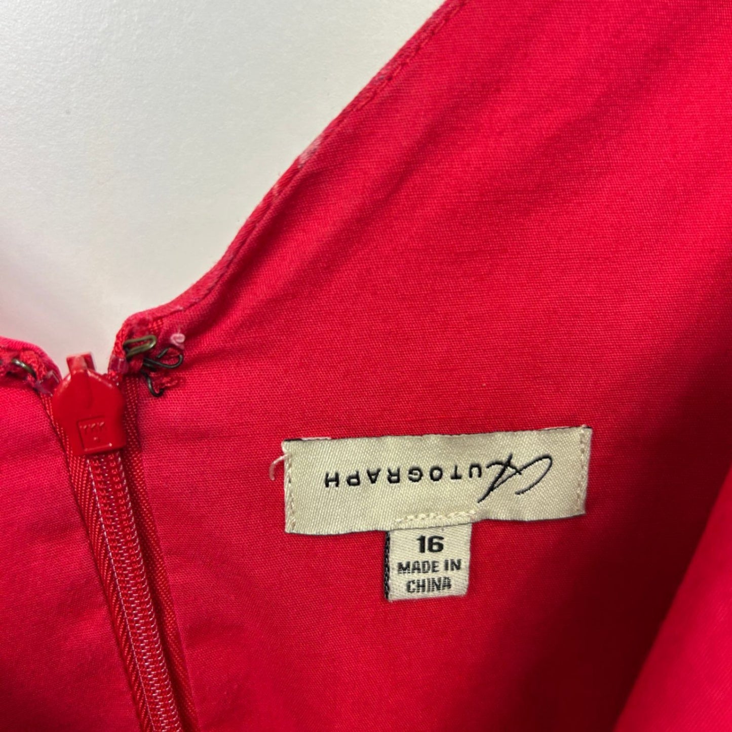 Autograph Dress Size 16 Plus Red Sleeveless Ombre Pockets Fit & Flare
