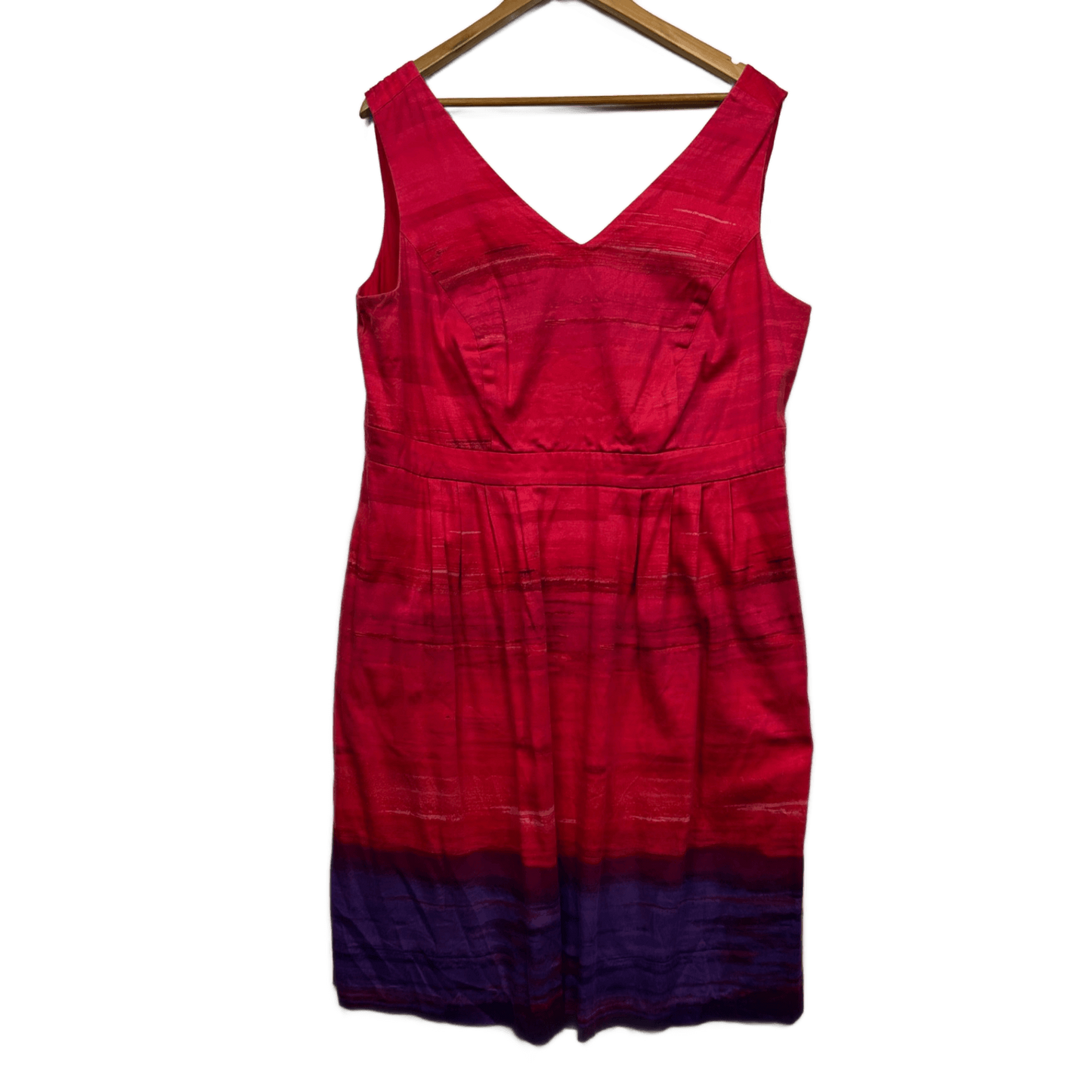 Autograph Dress Size 16 Plus Red Sleeveless Ombre Pockets Fit & Flare