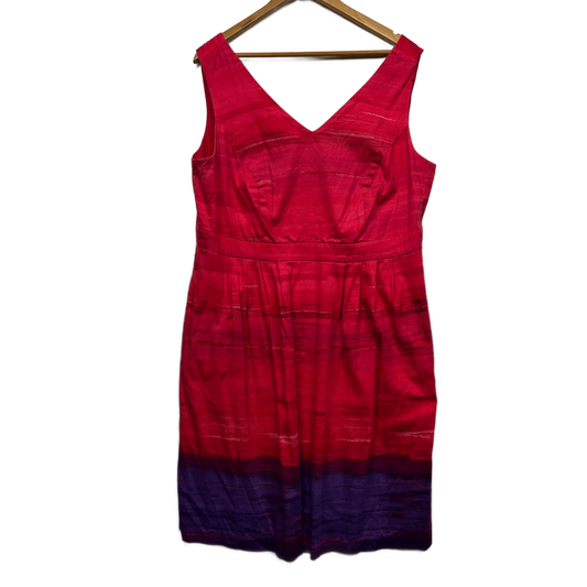 Autograph Dress Size 16 Plus Red Sleeveless Ombre Pockets Fit & Flare